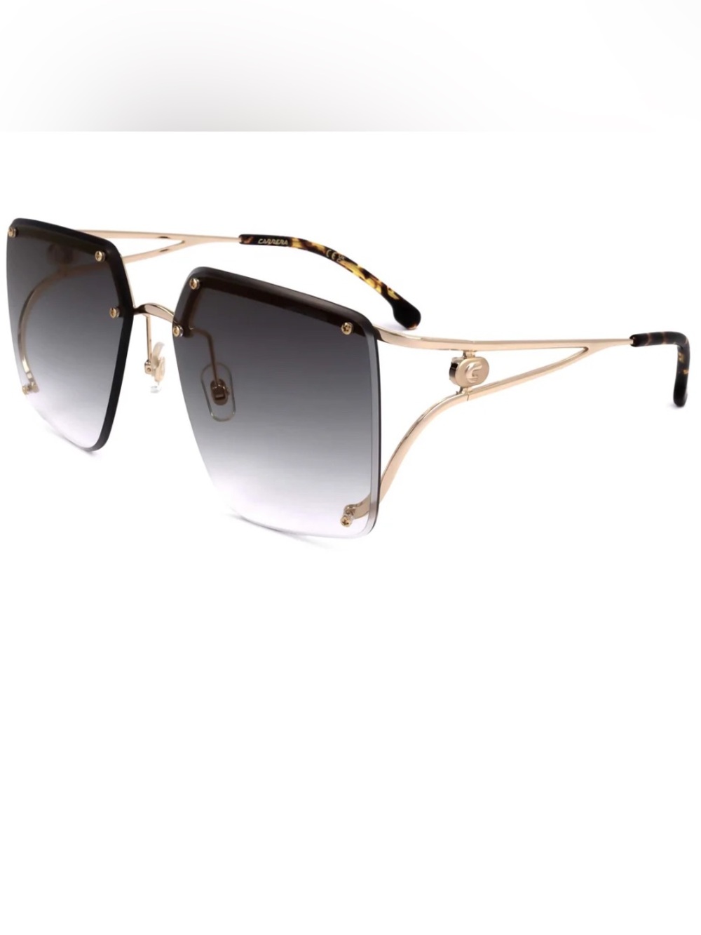 Carrera Women's Gold Frame with Gradient Gray Lenses Sunglasses